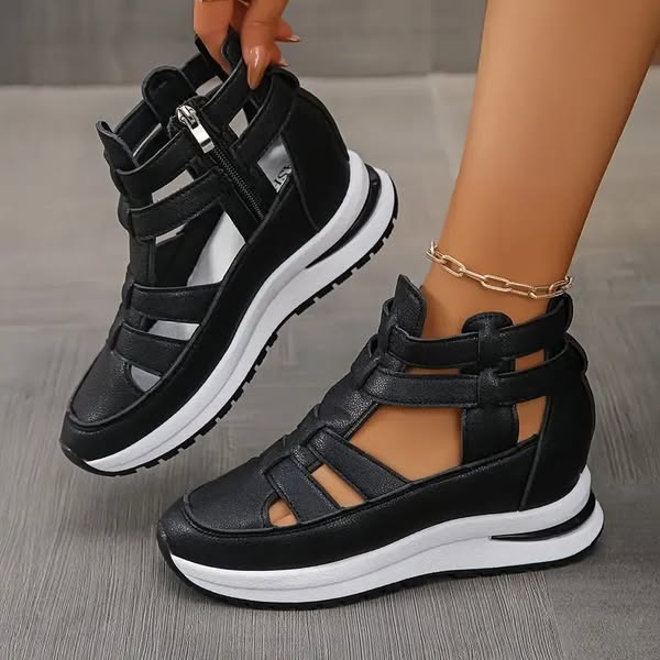 Lightweight wedge sandals with a side zipper for ultimate comfort