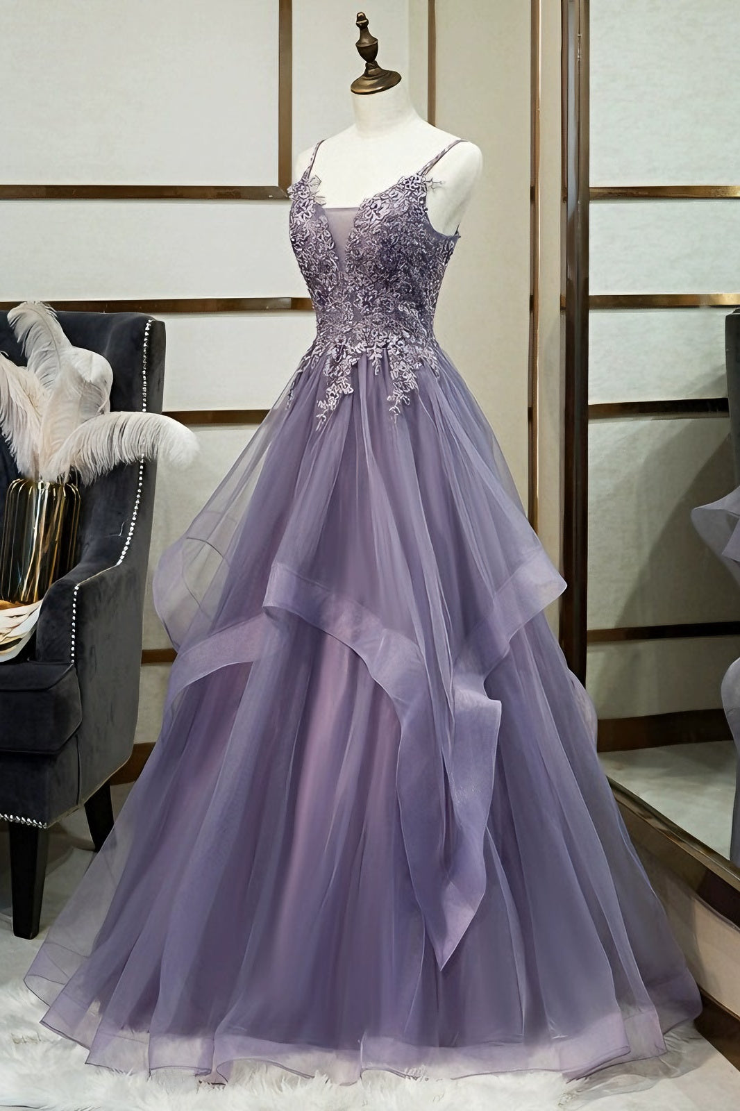 anyfreebie™-Purple sling high-end forest-style colored yarn evening dress