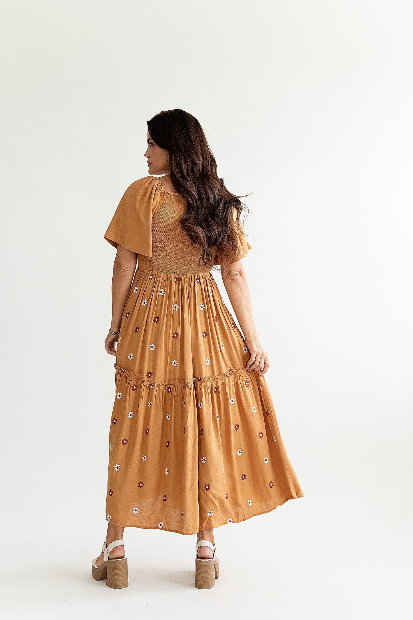 loveedsTM-Clementine Embroidered Dress in Camel