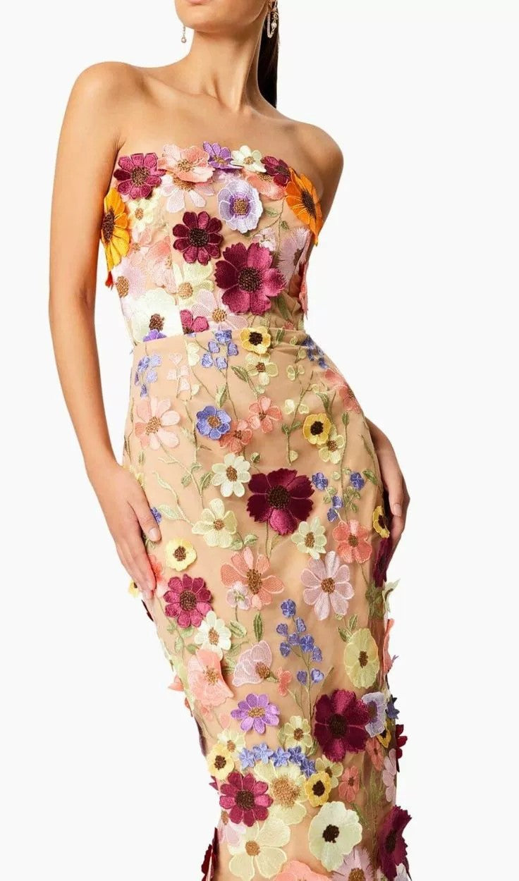 anyfreebie™-Heavy Embroidered 3D Flower Tube Dress-vx