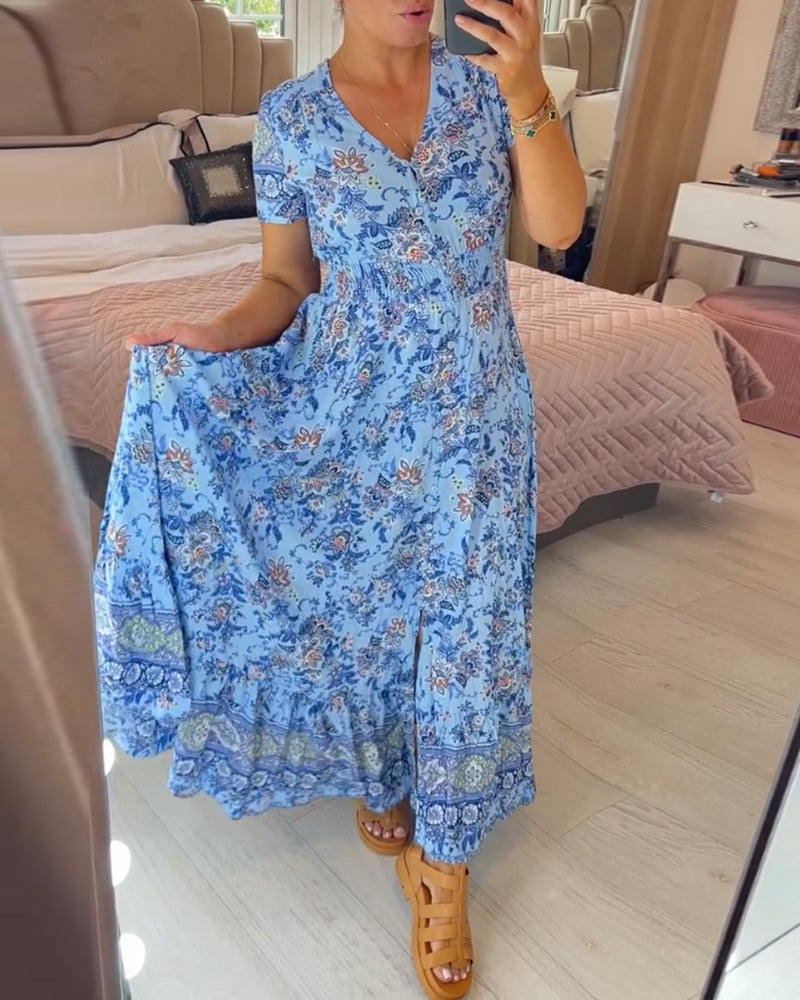Floral Print V-Neck Dress