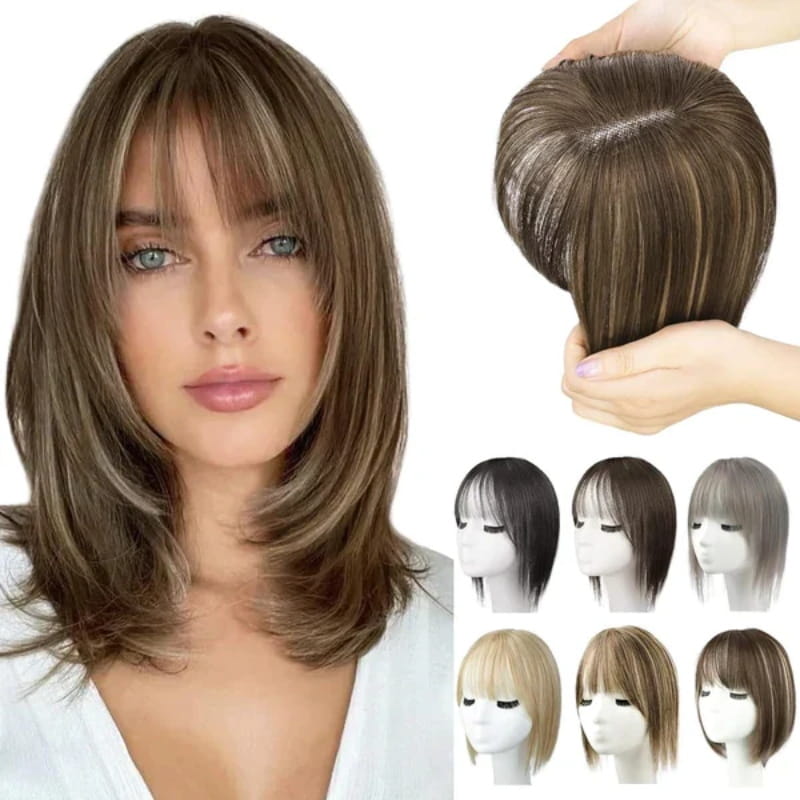 🔥Flash Sale🔥Natural Hair Toppers with Bangs for Women🛒