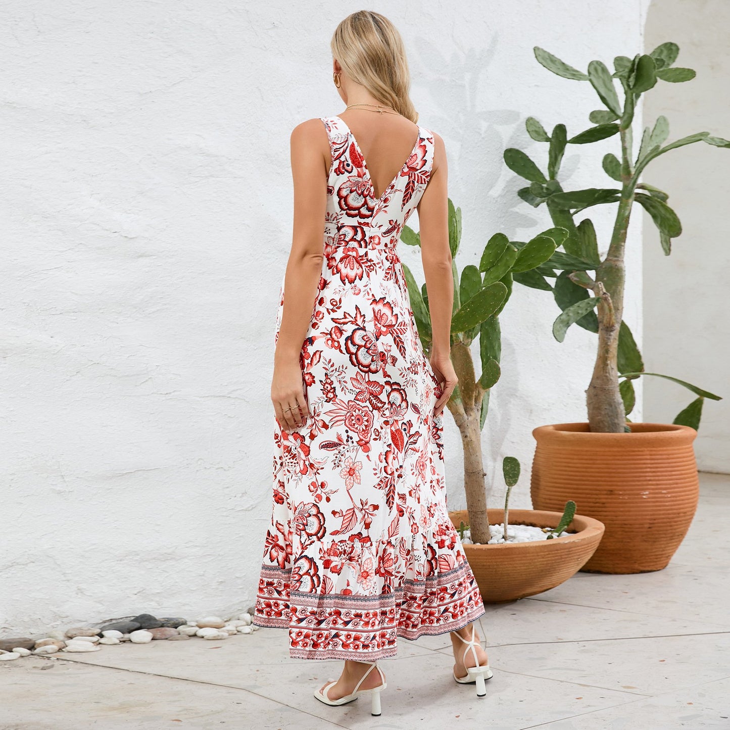 anyfreebie™-Vintage Floral Print Summer Maxi Dress