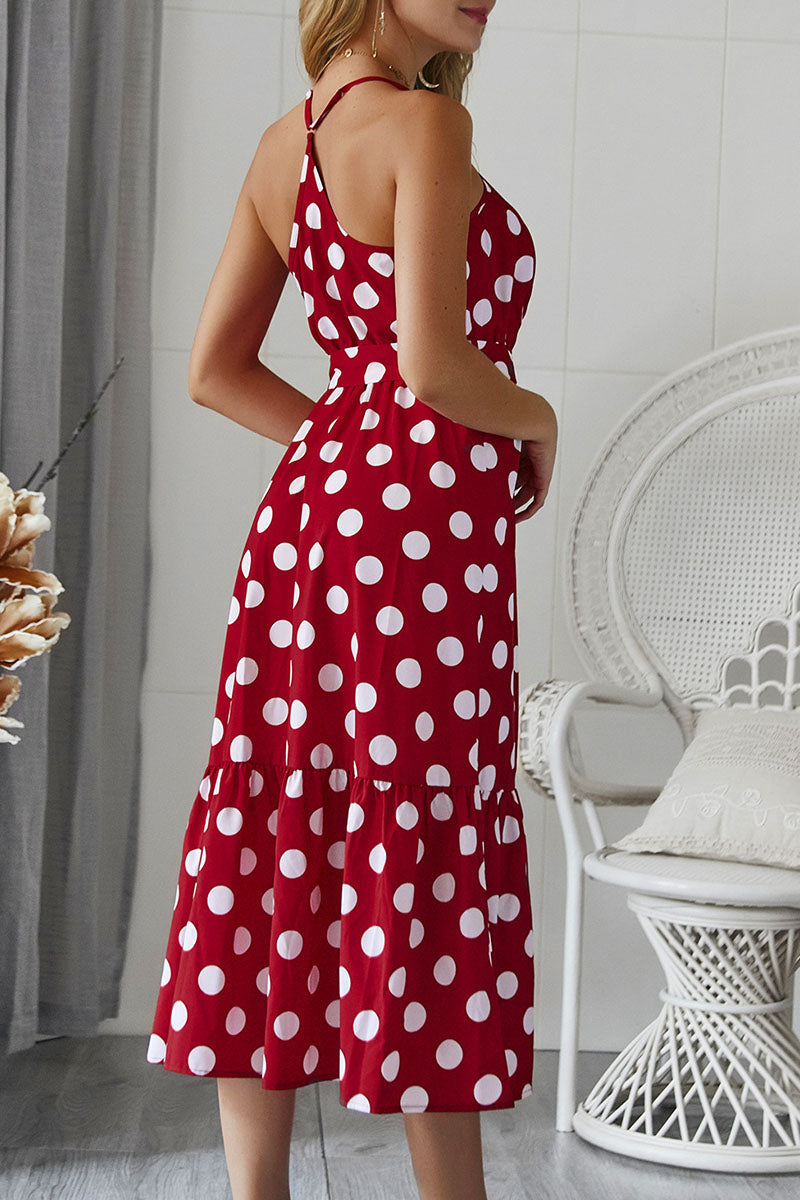 anyfreebie™-Fashion Casual Dot Frenulum V Neck A Line Dresses