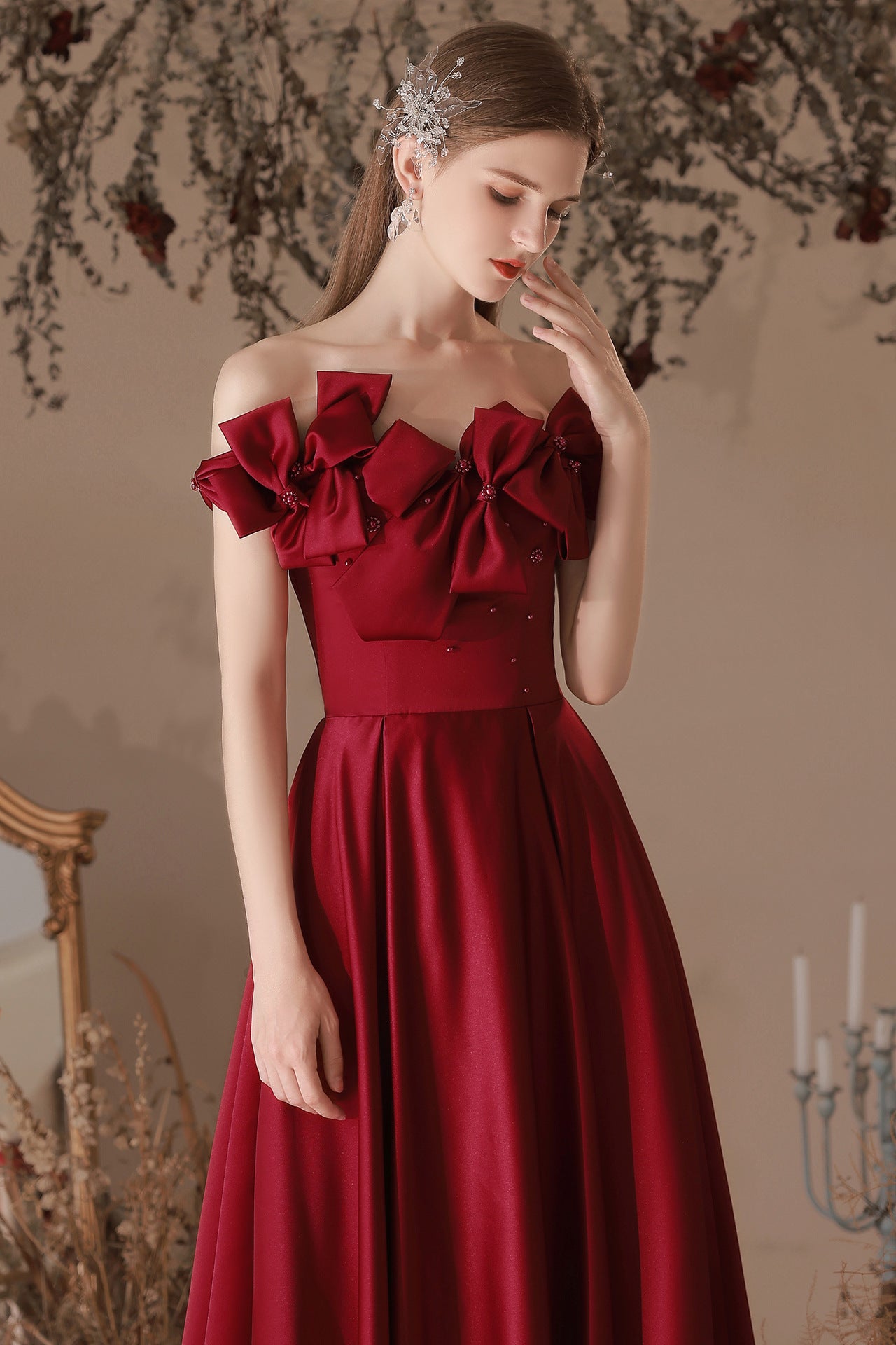 anyfreebie™-Wine red evening dress