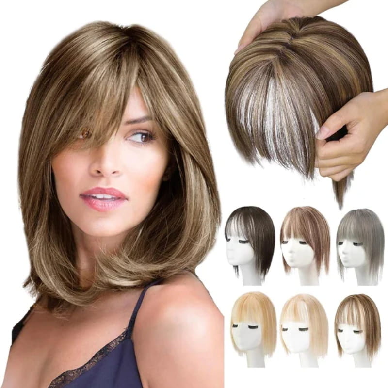 🔥Flash Sale🔥Natural Hair Toppers with Bangs for Women🛒