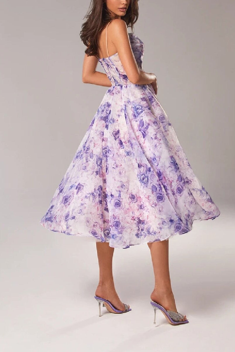 anyfreebie™-Strapless sleeveless printed full skirt dress