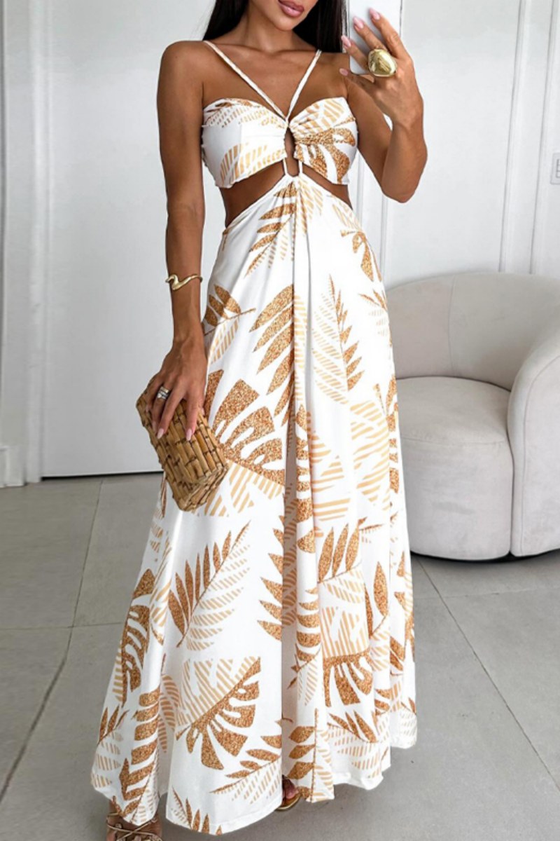 anyfreebie™-Sexy Casual Print Backless Spaghetti Strap Long Dresses