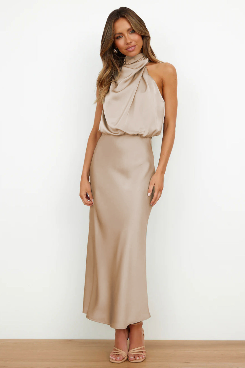 anyfreebie™-Stylish and elegant satin sleeveless dress