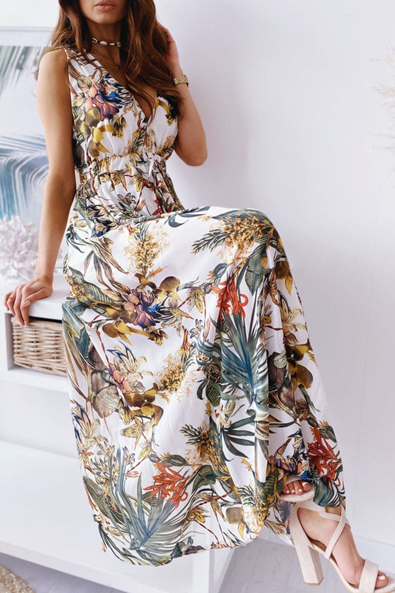 anyfreebie™-Fashion Sweet Print V Neck A Line Dresses