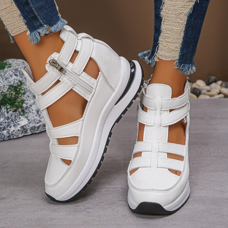 Lightweight wedge sandals with a side zipper for ultimate comfort