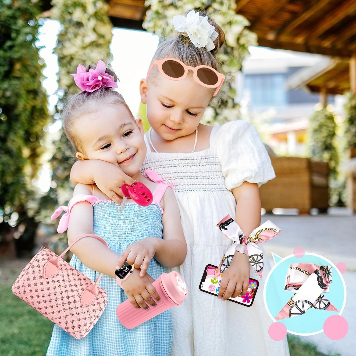 🎁Girls' Pretend Play Handbag Set with Makeup Phone Accessories (17 PCS)