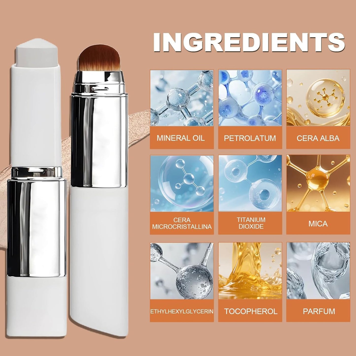 Cream Stick Changing Foundation Stick with Detachable Brush