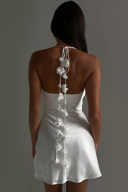 anyfreebie™-Sexy halterneck off-shoulder backless white dress