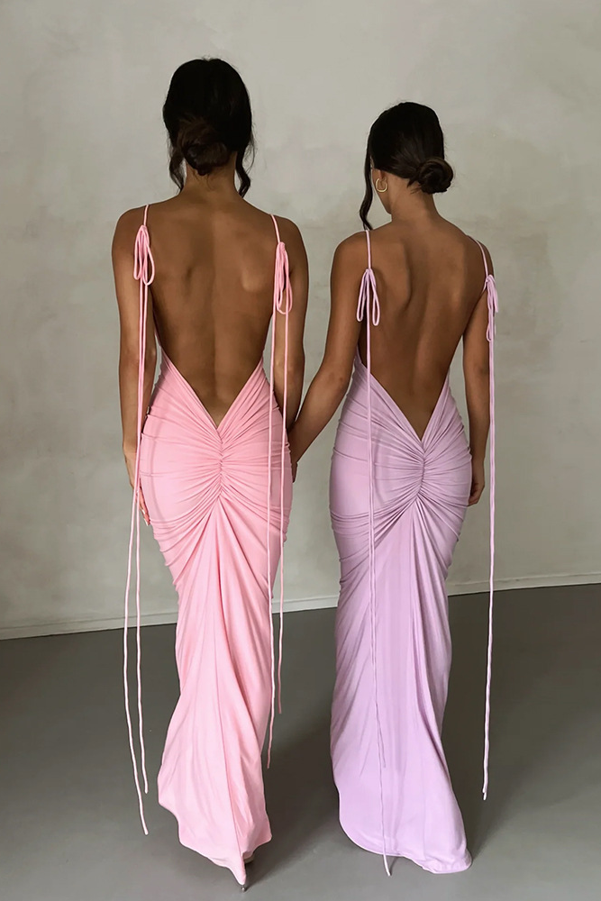 anyfreebie™-Sexy backless pleated long skirt evening dress