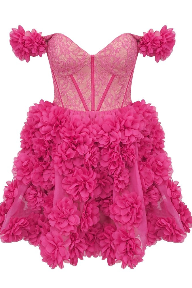 anyfreebie™-Pink short flower tube top dress-vx