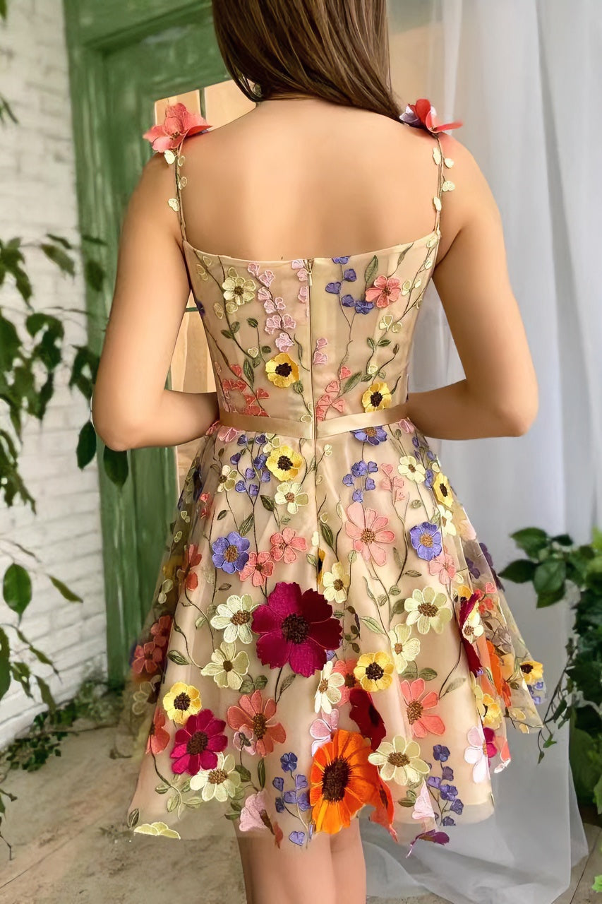 anyfreebie™-Three-dimensional flower embroidery hip-hugging sexy dress