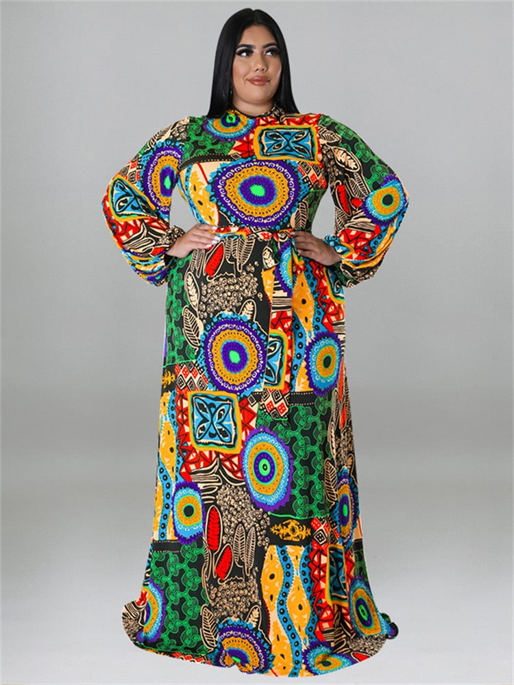 anyfreebie™-Wmstar Plus Size Party Dresses for Women Fall Clothes  Long Sleeve Printed  Africa Maxi Long Dress New Wholesale Dropshipping