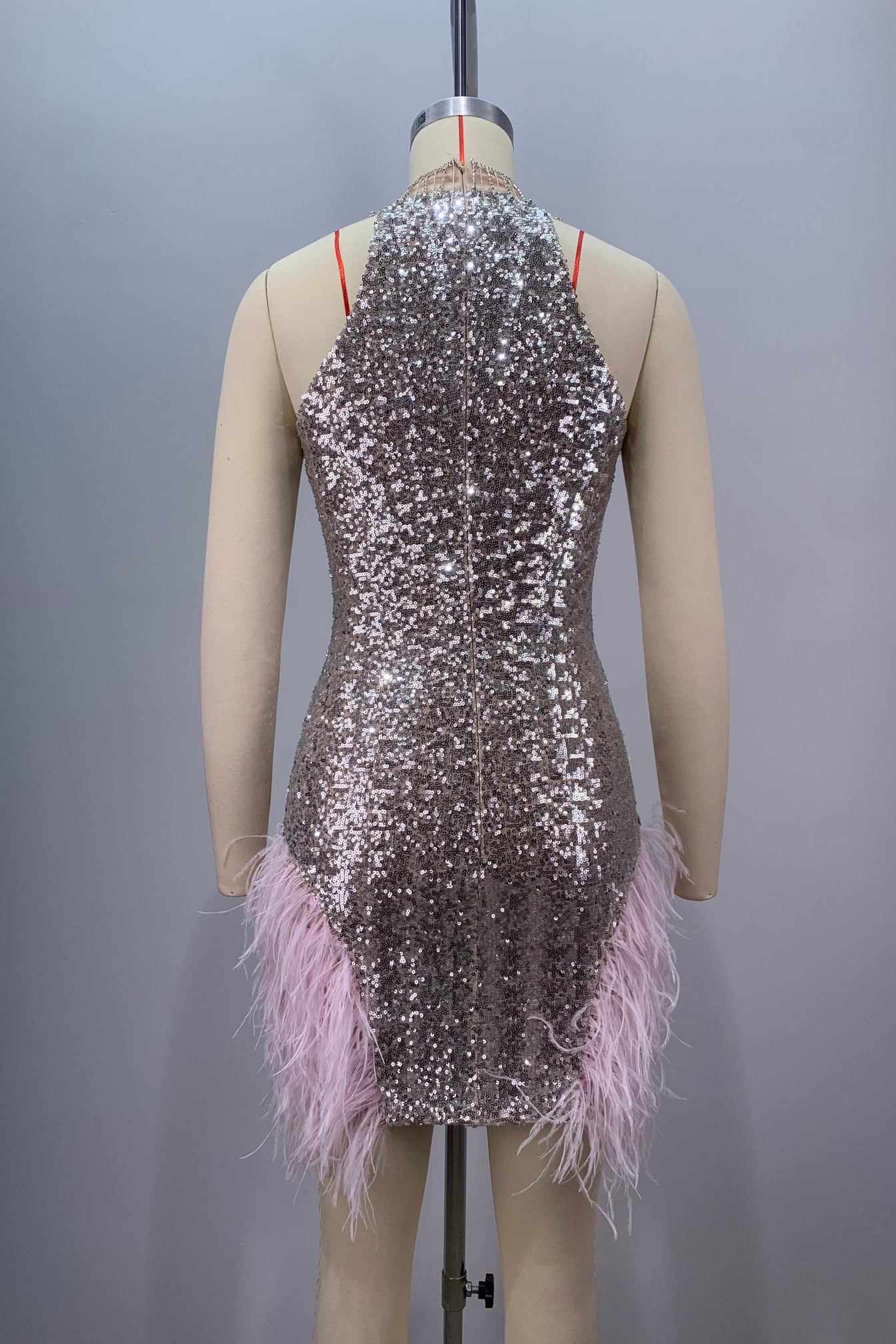 anyfreebie™-Hand-beaded ostrich feather dress-vx