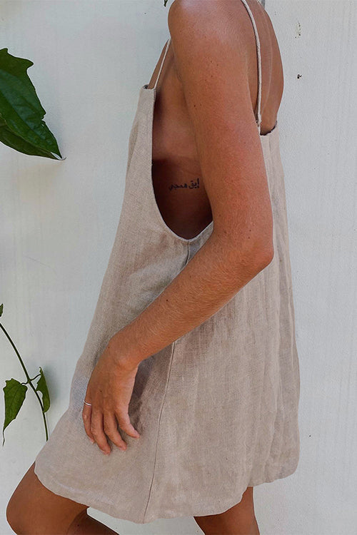 anyfreebie™- Minimalism Linen Slip Mini Dress