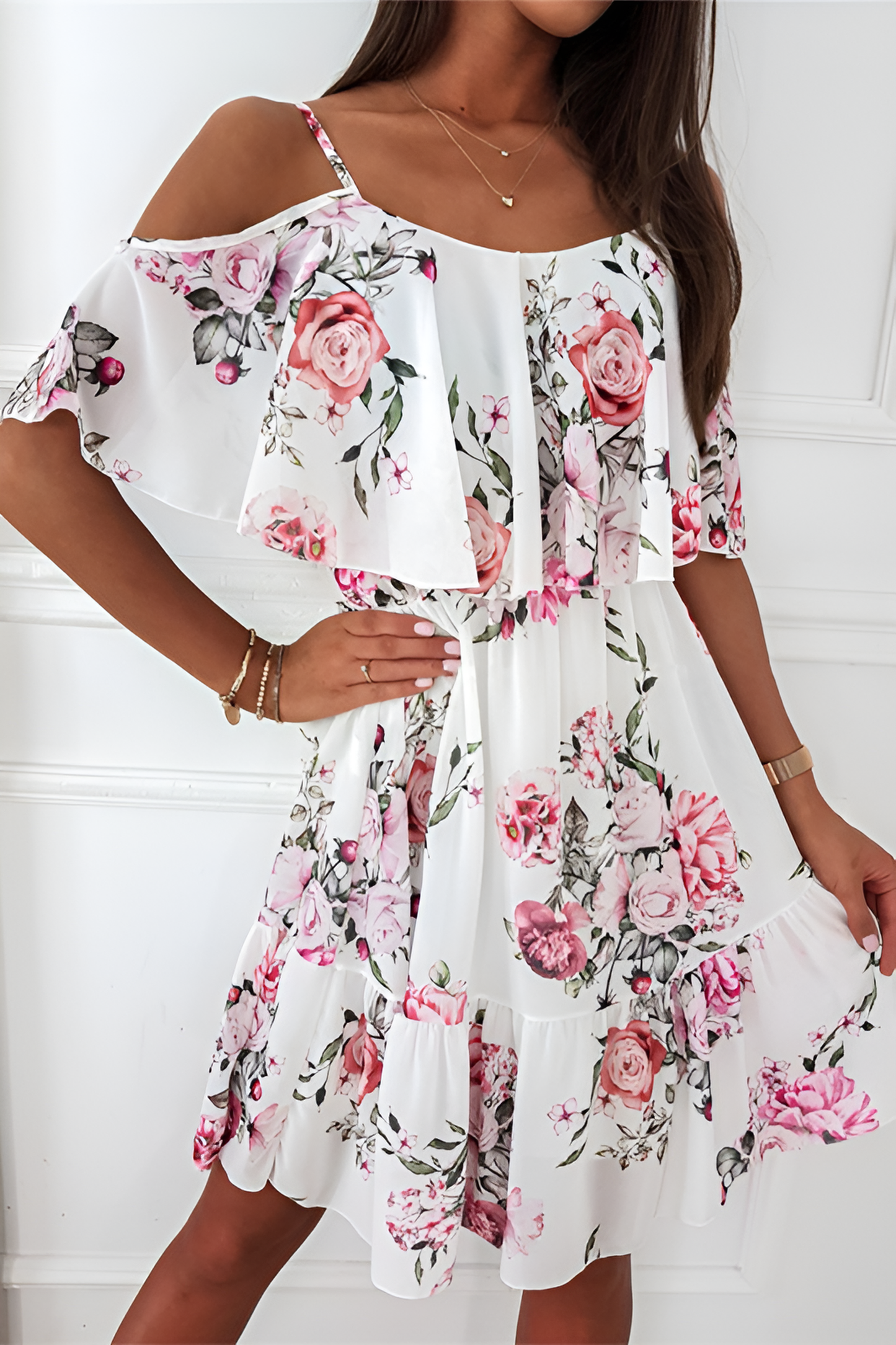 anyfreebie™-Chiffon printed strapless off-shoulder sexy dress