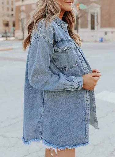 2025 Women's Casual Denim Button Down Distressed Jacket (Buy 2 Free Shipping)