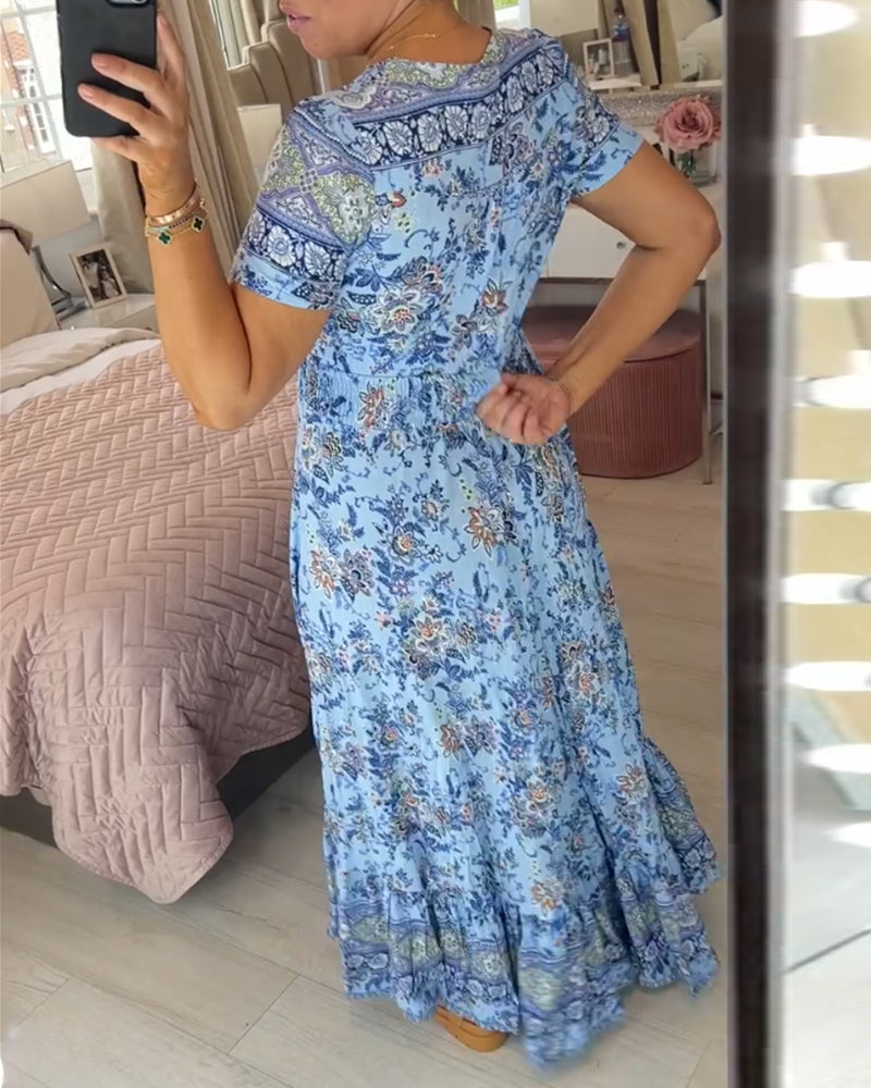 Floral Print V-Neck Dress