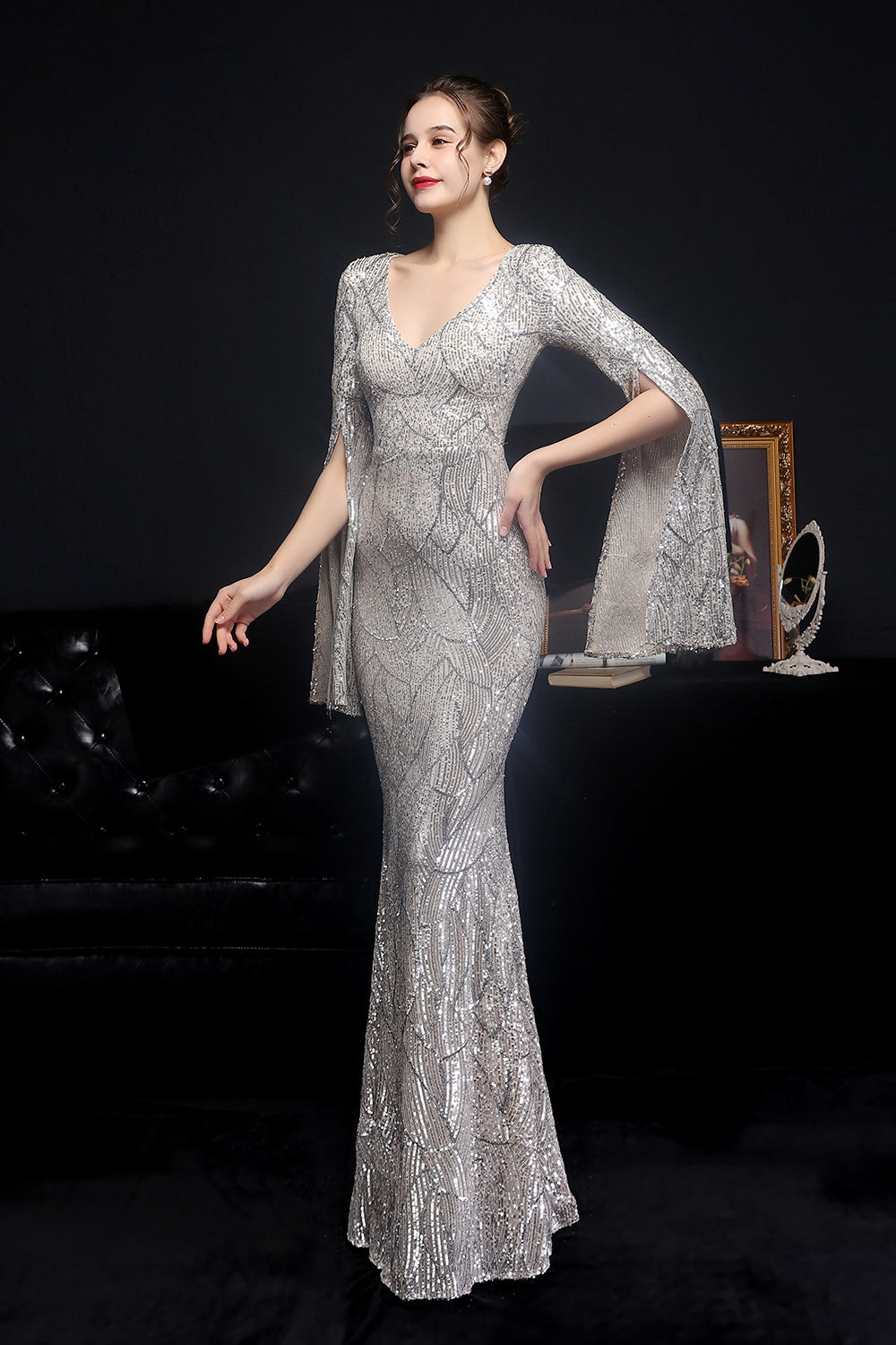 anyfreebie™-Sequined long banquet slim fishtail elegant lady evening dress