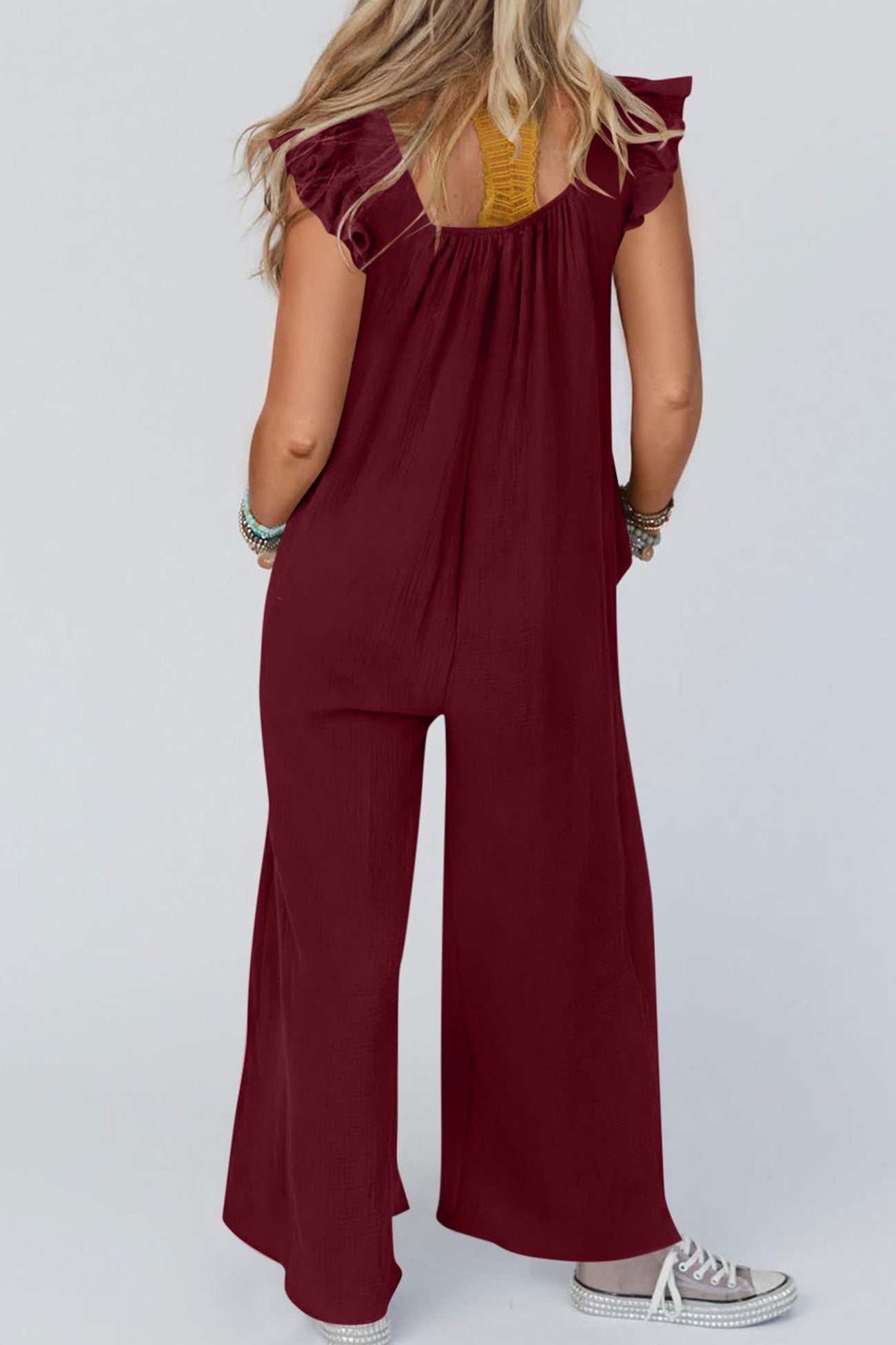 anyfreebie™-Ruffle Sleeve Pocketed Jumpsuits