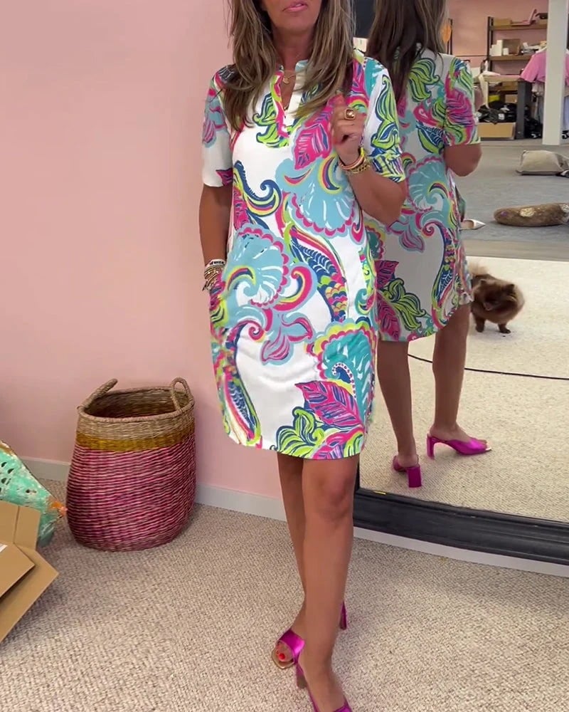 Vibrant Printed Midi Dress