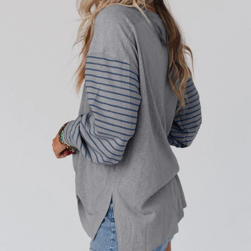 🔥Women’s Trendy Color Block Striped Long Sleeve T-Shirt
