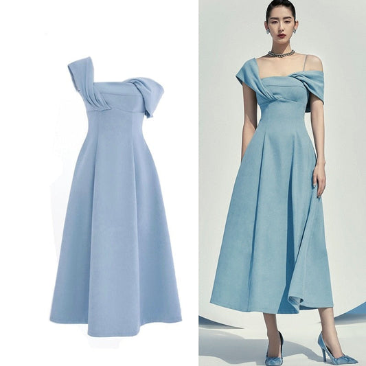 anyfreebie™- Designer Runway Fashion Summer Slim A Line Princess Party Dresses Lady Vintage Elegant Birthday Elbise Mujer Midi Robes