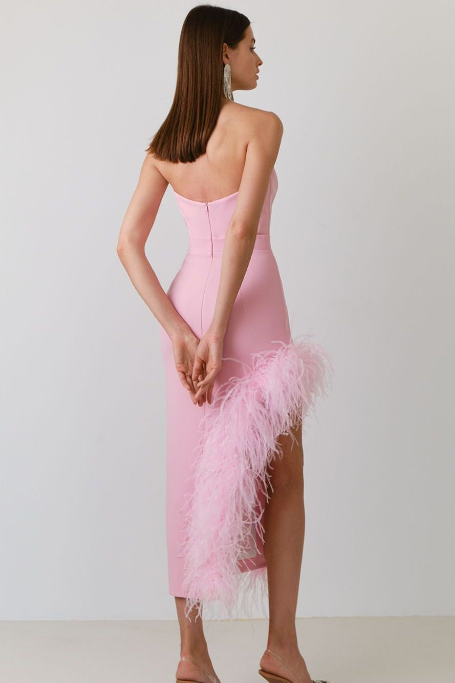 anyfreebie™-Strapless Feather Party Dress