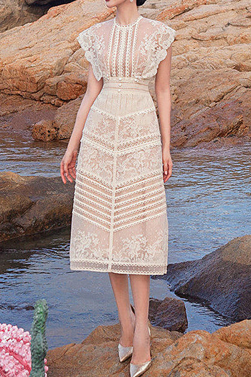 anyfreebie™-Crochet lace elegant embroidered dress