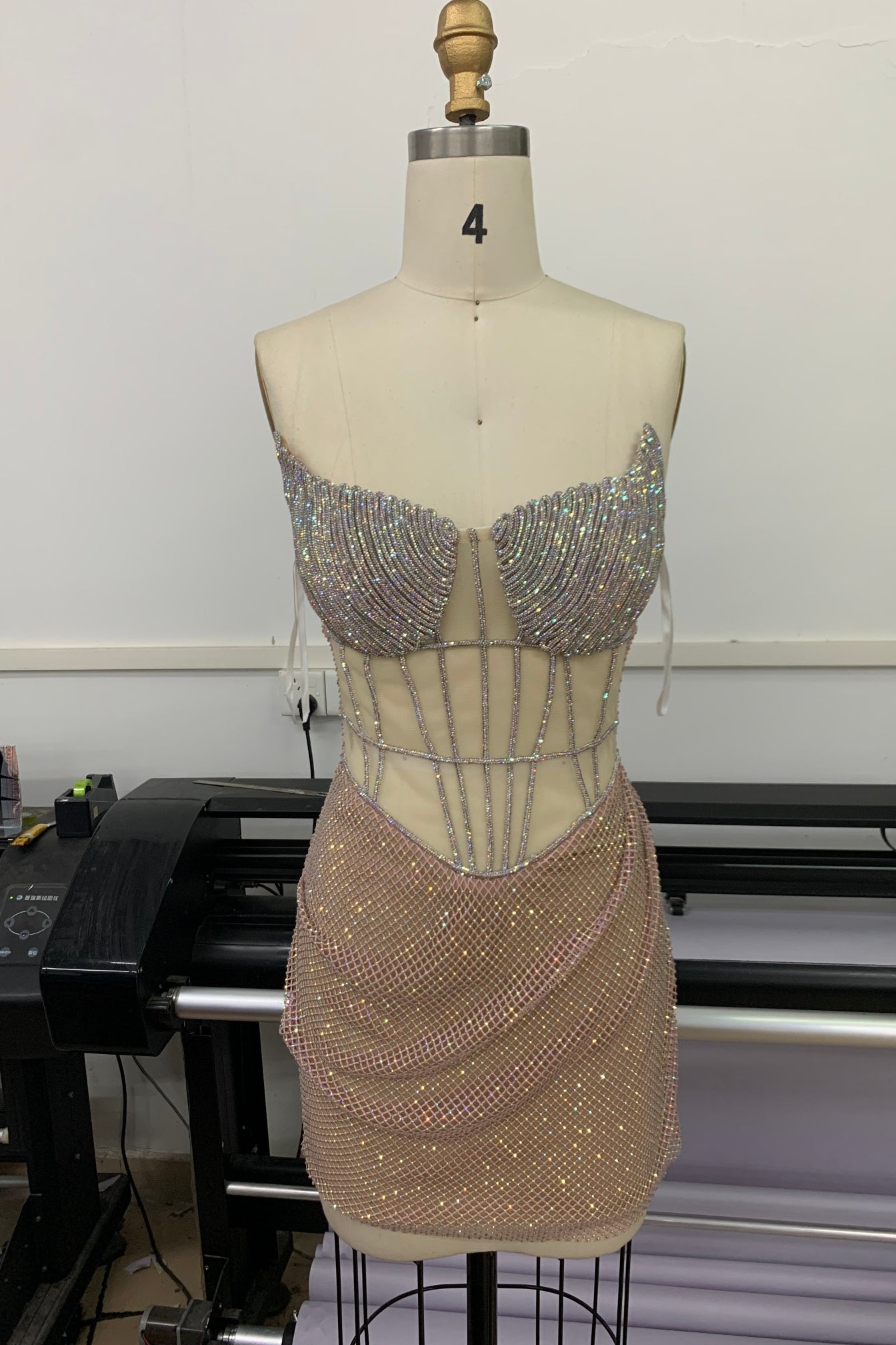 anyfreebie™-Short Strapless Sequined Waist-baring Dress-vx