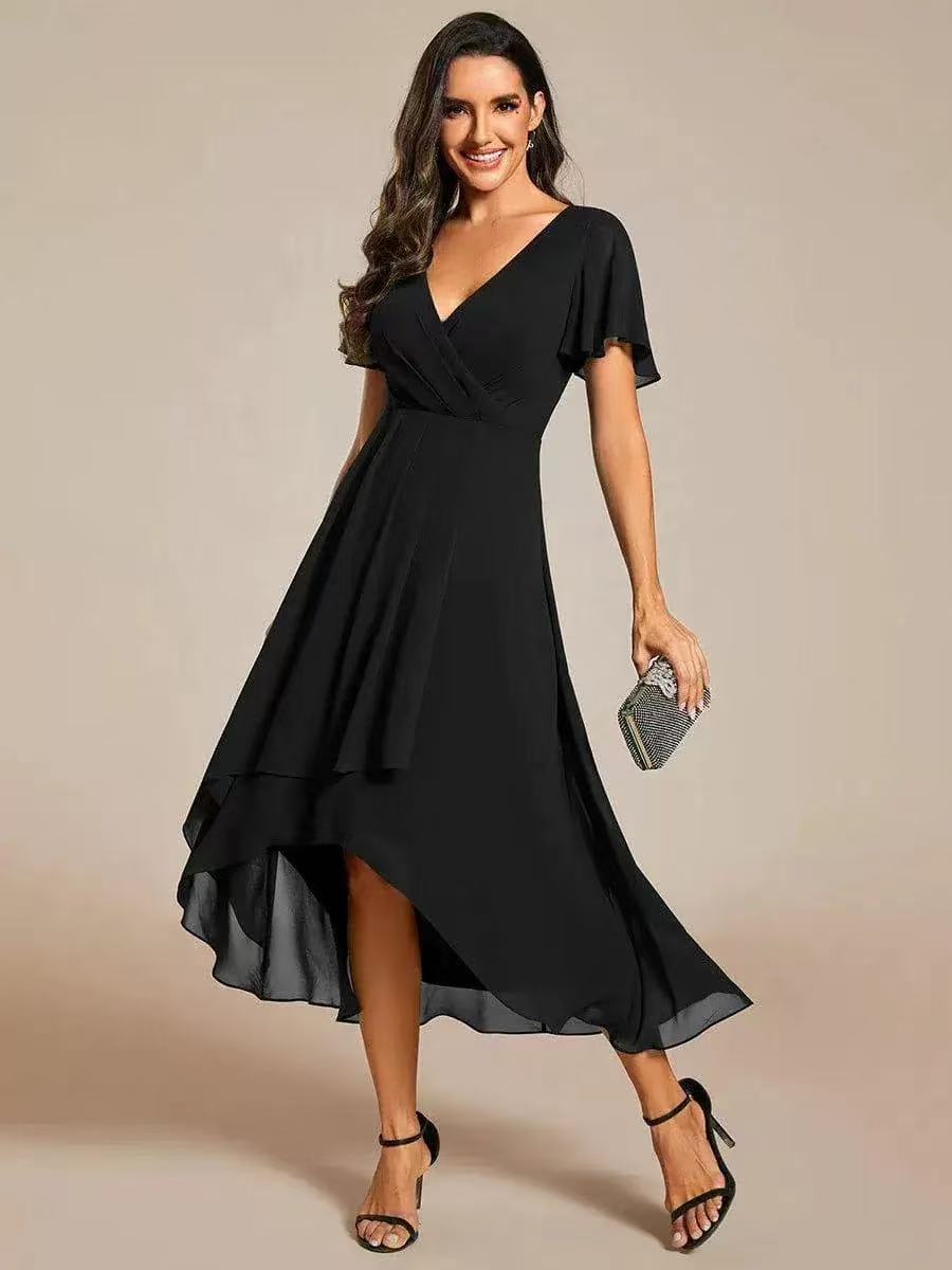 ✨Ruffles Sleeve Pleated V-Neck A-Line Midi Dress (buy two free shipping!!!)
