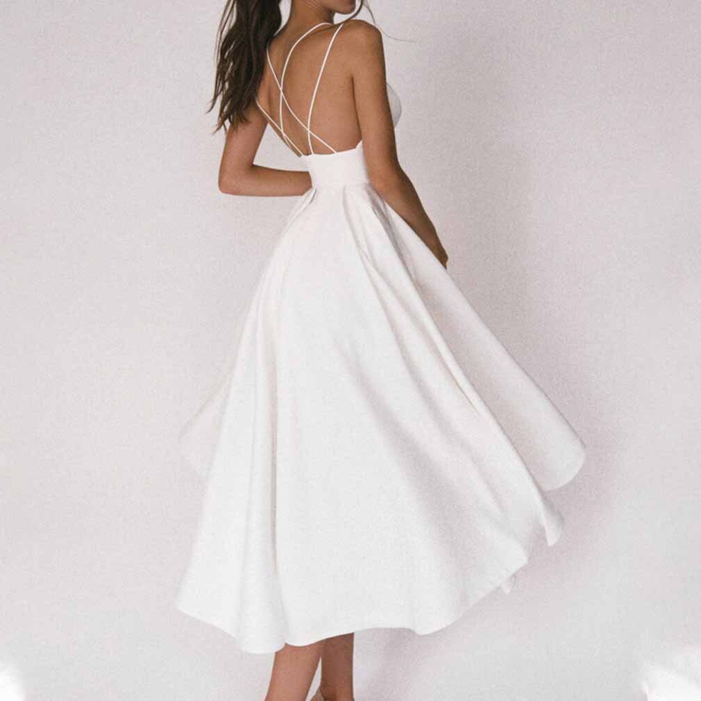 anyfreebie™-Elegant Guest Wedding Fomral Long Party Dresses for Women Summer White Sexy Slip Backless Ball Gown Midi vestidos Casual