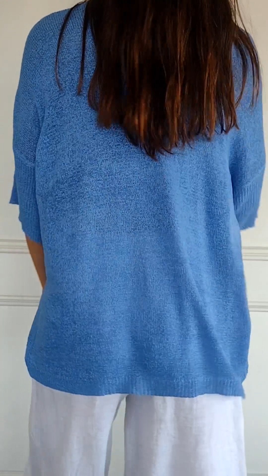 anyfreebie™-Solid Color Knitted V-neck Top