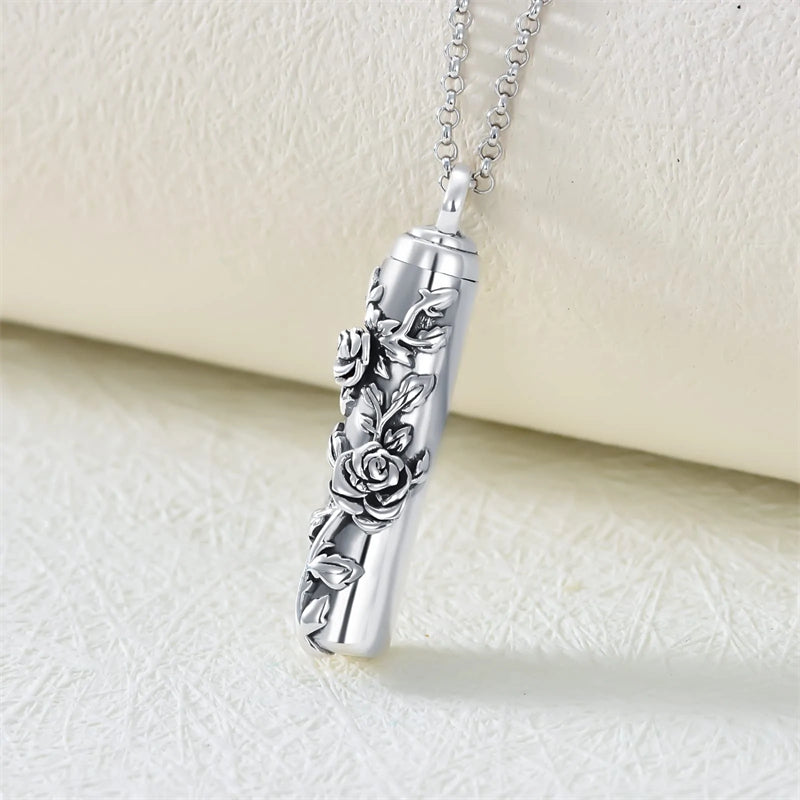 Cremation Jewelry Sterling Silver Sunflower Rose Daisy Flower Urn Necklace for Ashes Memorial Keepsake Jewelry for Women Friends