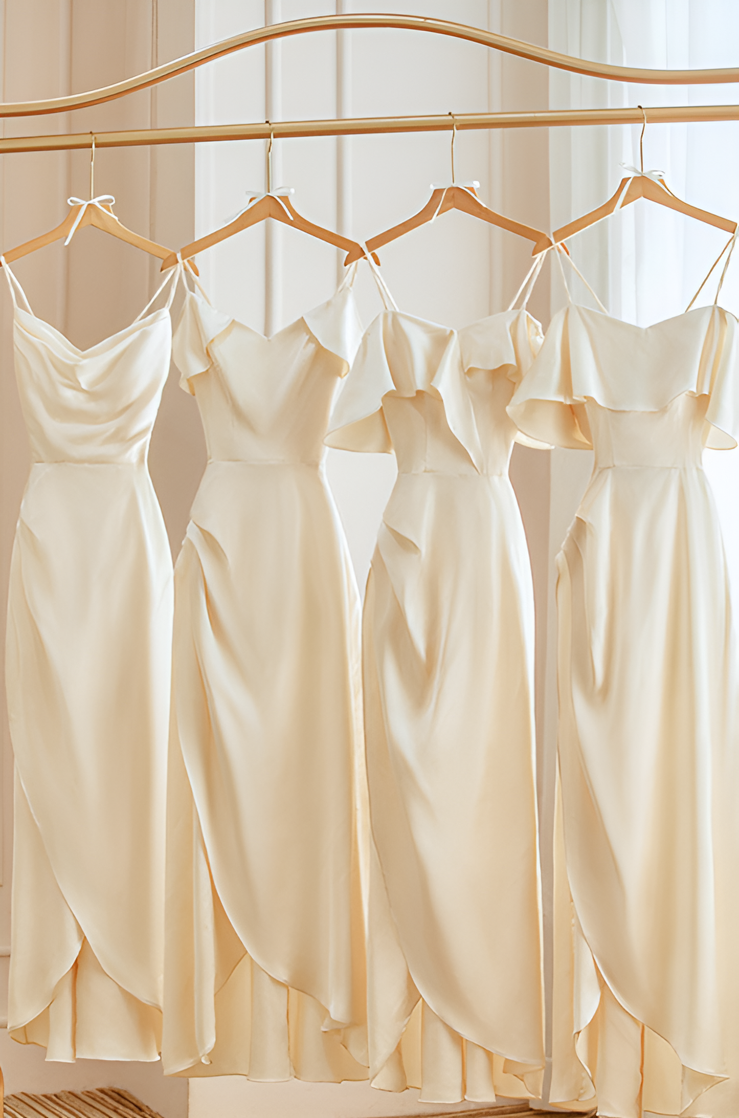 anyfreebie™-Champagne satin bridesmaid dress new high-end dress