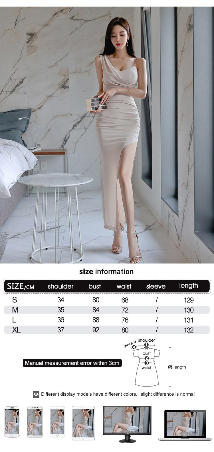 anyfreebie™- Fashion Korean Elegant Women Dress Chic Temperament Formal Sexy Strap Folds Slim Slit Maxi Party Club Prom Robe Mujer Vestidos