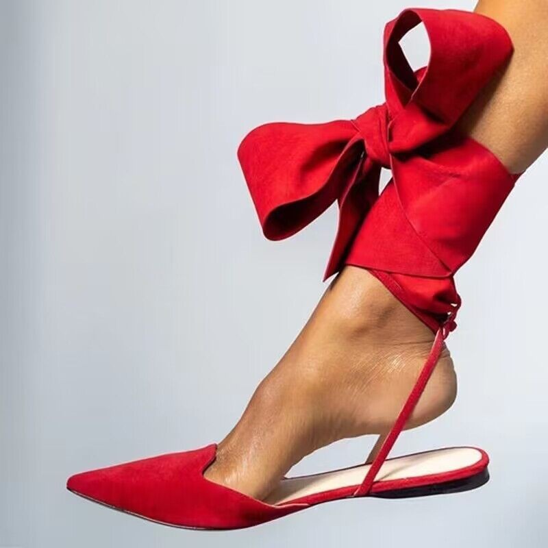 2025 Summer Glam Crystal Pointed Toe Flat Slide Sandals Fashionable Ankle Strap Shoe