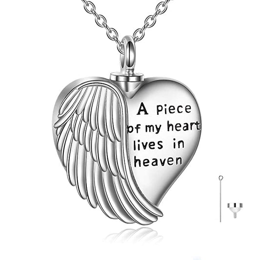 Sterling Silver Guardian Angel Wings Urn Necklaces for Ashes Cremation Memory Jewelry for Women Men
