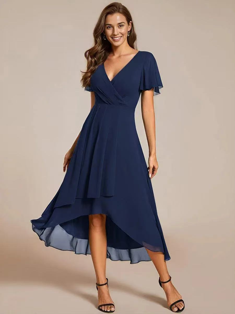 ✨Ruffles Sleeve Pleated V-Neck A-Line Midi Dress (buy two free shipping!!!)