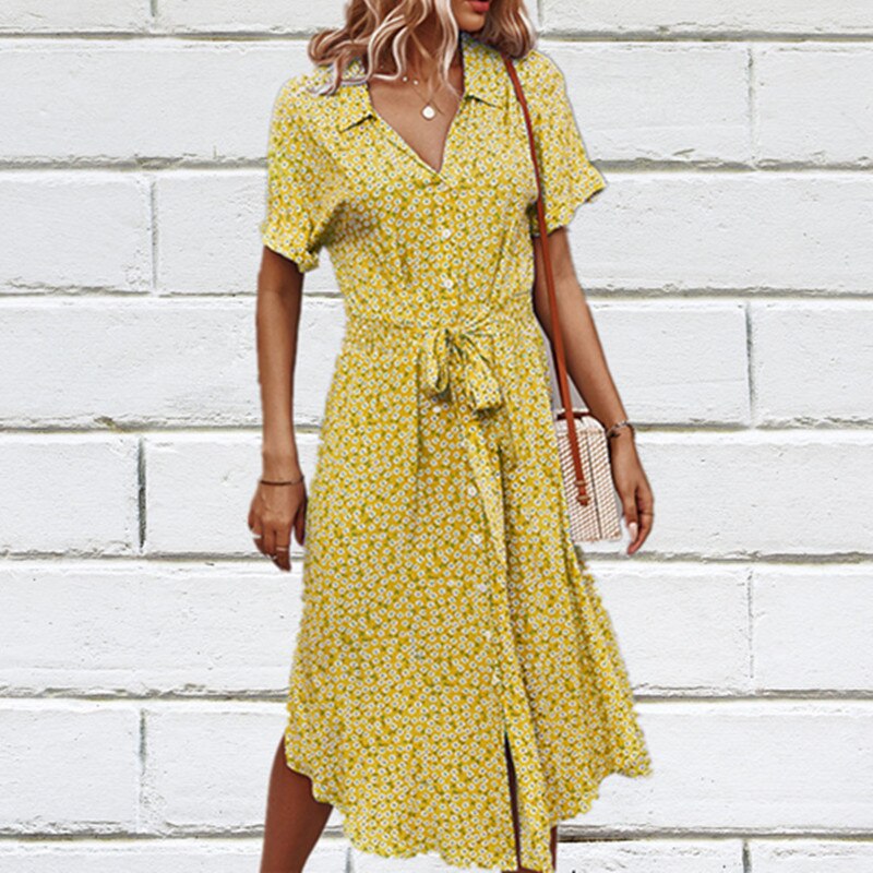 anyfreebie™-2024 Summer Puff Sleeve Long Dress Women Elegant Printed V-Neck Maxi Dresses Boho Drawstring Loose Holiday Beach Dress