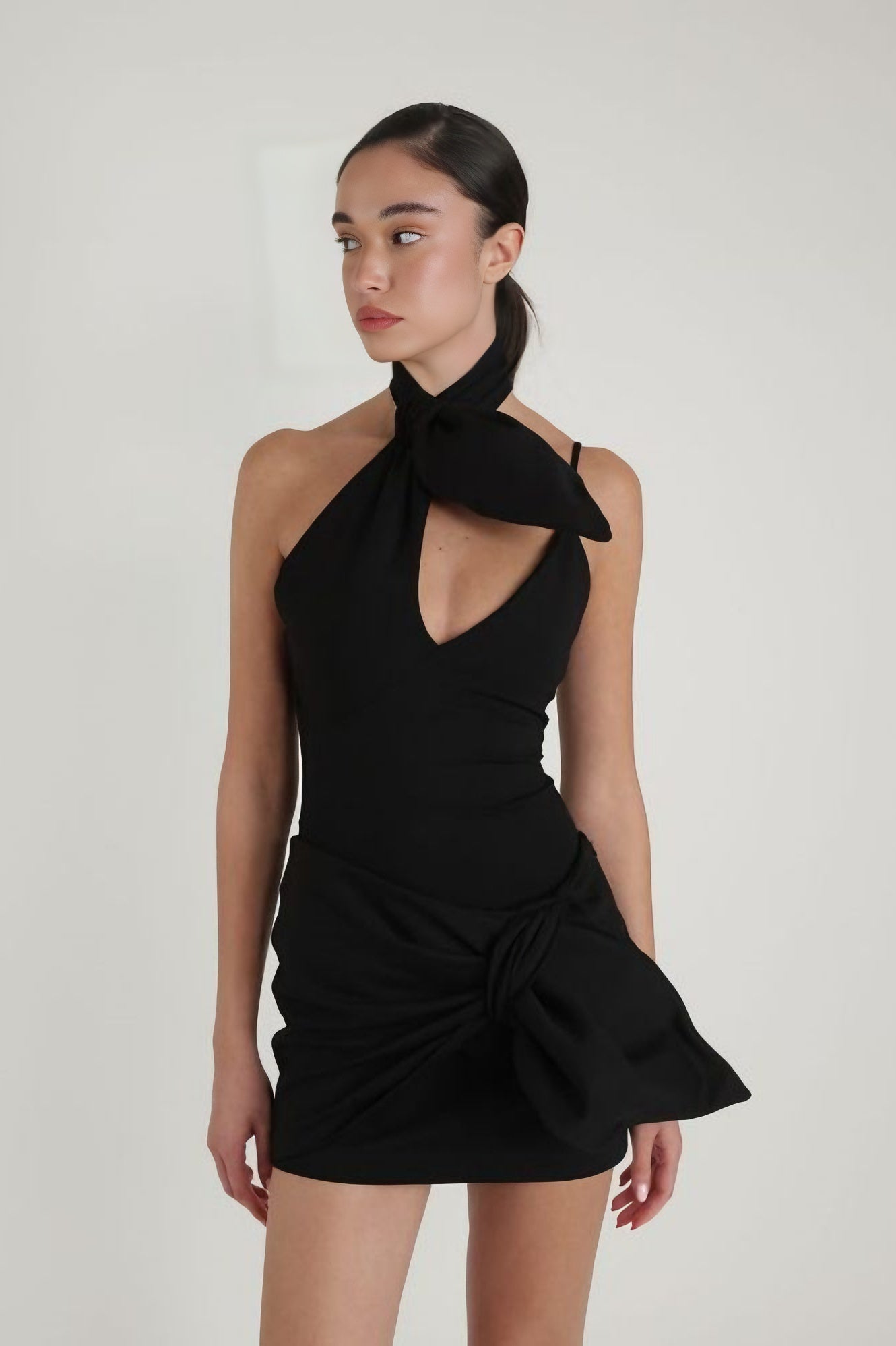 anyfreebie™-Bow tie halter strap evening dress