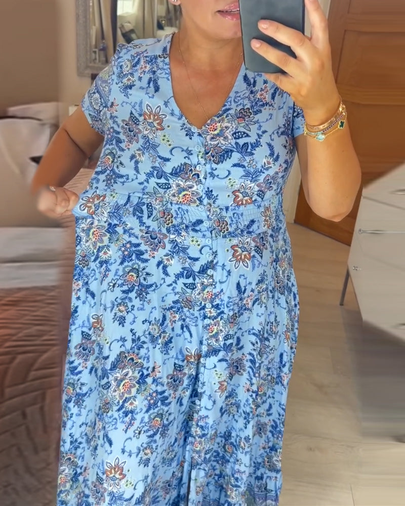 Floral Print V-Neck Dress