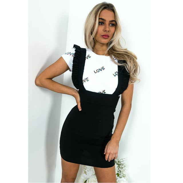 anyfreebie™- Fashion Women Dress Check Dog Tooth Frill Ruffle Pinafore High Waist Bodycon Party Mini Dress Holiday Casual Slim Dress vestidos