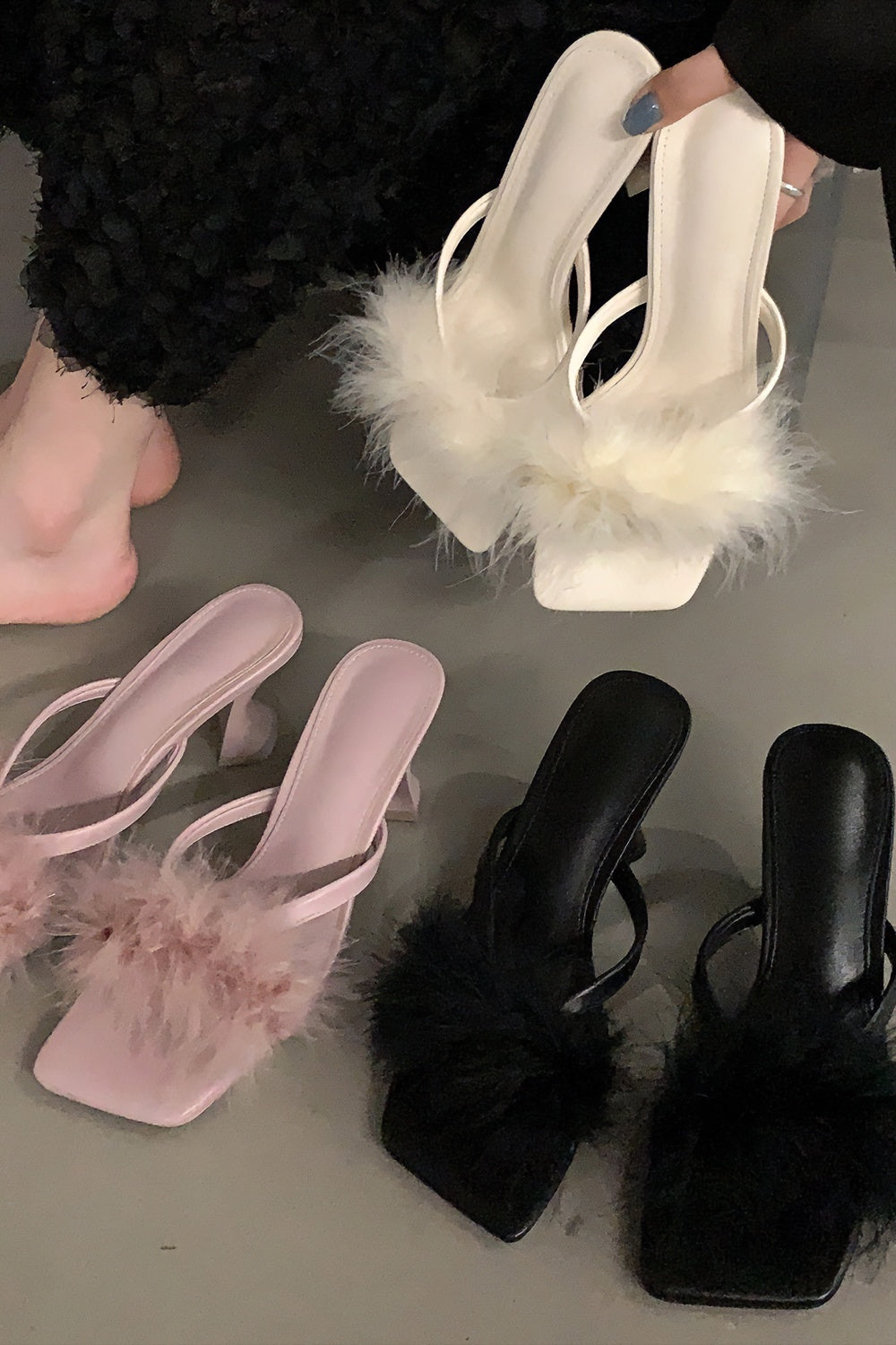 anyfreebie™-New high heel furry sandals