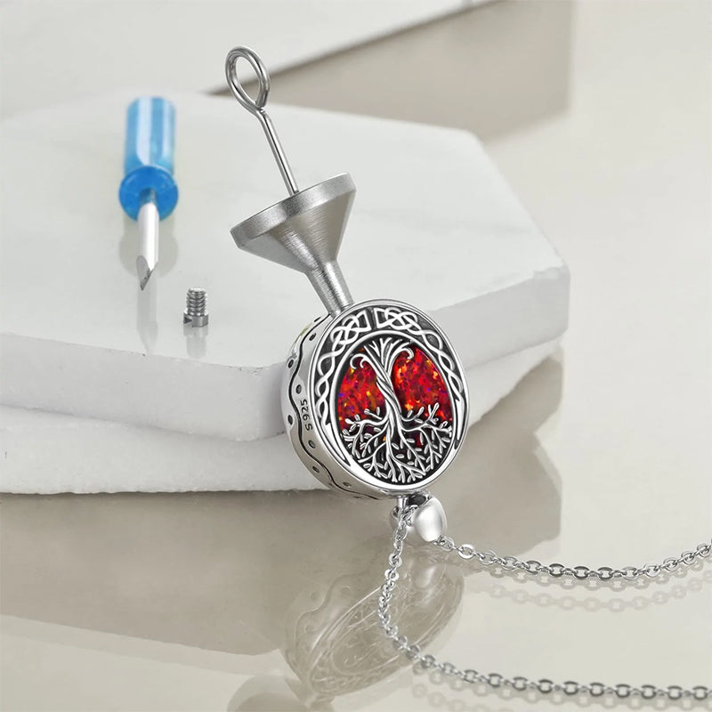 Tree of Life Urn Necklaces for Ashes Sterling Silver Abalone Shell Tree of Life Cremation Jewelry Memory Jewelry for Women Men
